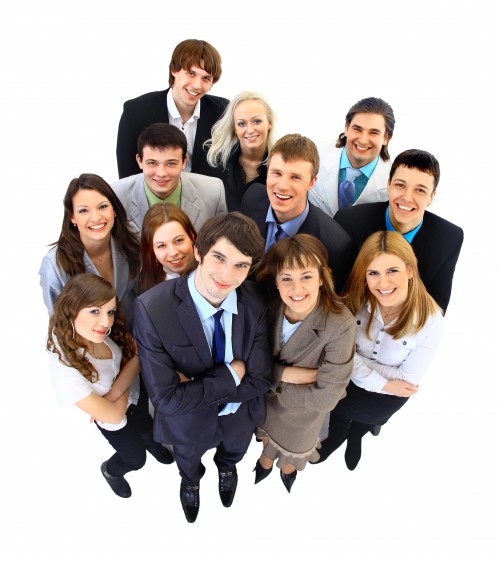 Top view of business people with their hands together